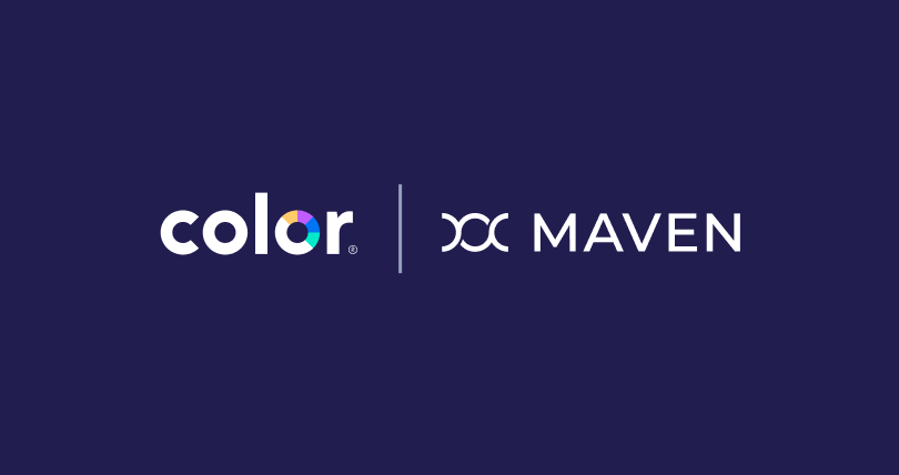 Color and Maven logos displayed side by side on a dark background.